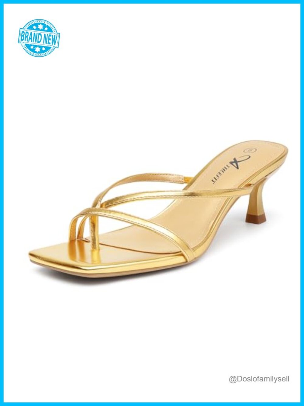 Strappy Kitten Heel Thong Sandals Square Toe Cushioned Low Heels